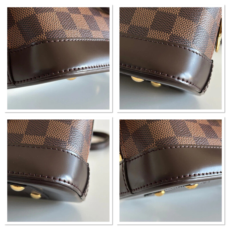 LOUIS VUITTON ALMA BB DAMIER EBENE FULL SET. AUTHENTIQUE SAC DE LUXE DE SECONDE MAIN CERTIFICAT D'AUTHENTICITE ENTRUPY. SAC D'OCCASION LV