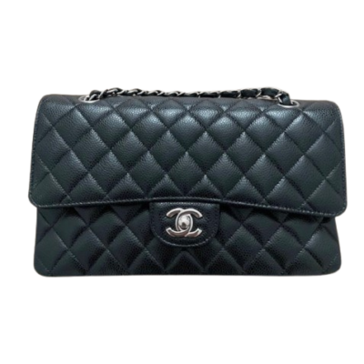 SAC CHANEL TIMELESS MEDIUM 26 CM CUIR CAVIAR GRAINE BIJOUTERIE ARGENTEE DOUBLE FLAP. AUTHENTIQUE SAC D'OCCASION DE LUXE CERTIFICATION ENTRUPY. SAC DE LUXE DE SECONDE MAIN. SAC D'OCASION PAS CHER