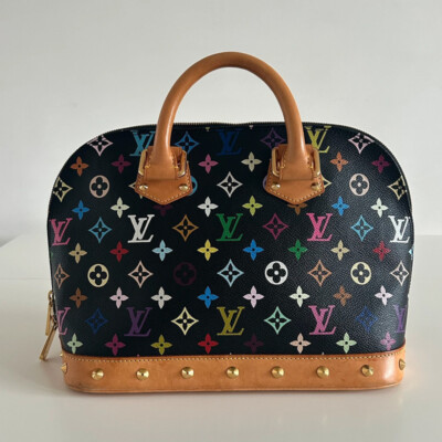 LOUIS VUITTON ALMA PM MONOGRAM MULTICOLORE TAKASHI MURAKAMI. LUXE DE SECONDE MAIN AUTHENTIQUE CERTIFICAT D'AUTHENTICITE ENTRUPY. SAC DE LUXE D'OCCASION PAS CHER.