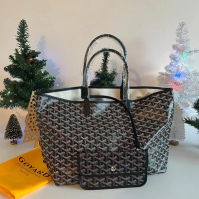 Cabas Goyard Saint Louis PM Noir en toile goyardine neuf full set