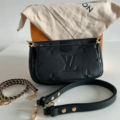 Louis Vuitton Multipochette accessoires en cuir monogram empreinte noir . Sac de luxe de seconde main authentique certificat d'authenticité entrupy. SAC DE LUXE D'OCCASION PAS CHER