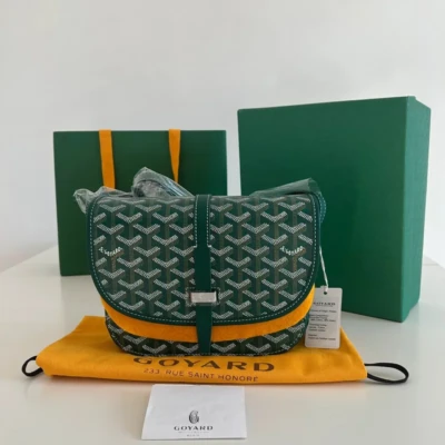 Sac Goyard Belvédère PM vert en toile goyardine et cuir de taurillon decize vert neuf full set. Luxe de seconde main authentique