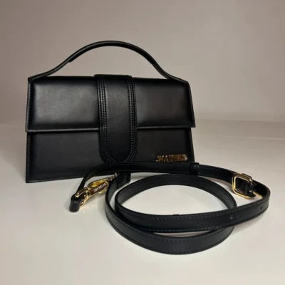 Jacquemus sac le grand bambino noir. Sac de luxe de seconde main authentique. Sac d'occasion pas cher entrupy