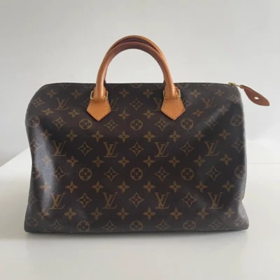 Louis Vuitton speedy 35 monogram vintage. SAC DE LUXE DE SECONDE MAIN AUTHENTIQUE CERTIFICAT D'AUTHENTICITE ENTRUPY. SAC DE LUXE D'OCCASION PAS CHER
