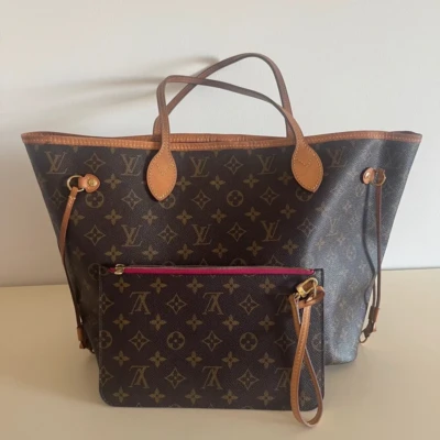 Louis Vuitton neverfull MM monogram pivoine sac de luxe de seconde main authentique. Neverfull full set certificat d'authenticité entrupy