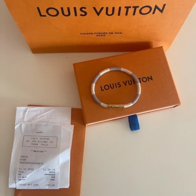 Louis Vuitton bracelet keep it damier azur luxe de seconde main authentique. bijoux d'occasion pas cher