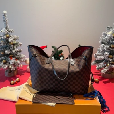 Louis Vuitton neverfull GM damier ébène SAC DE LUXE DE SECONDE MAIN AUTHENTIQUE CERTIFICAT D'AUTHENTICITE ENTRUPY. SAC DE LUXE D'OCCASION PAS CHER. LOUIS VUITTON FULL SET