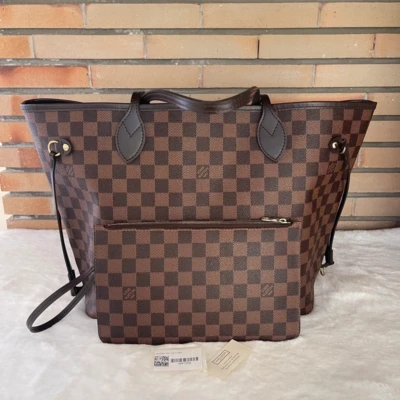 Louis Vuitton neverfull damier ébène MM FULL SET SAC DE LUXE DE SECONDE MAIN AUTHENTIQUE CERTIFICAT D'AUTHENTICITE ENTRUPY. SAC DE LUXE D'OCCASION PAS CHER.