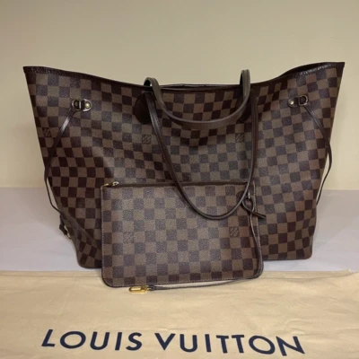 Louis Vuitton neverfull GM damier ébène SAC DE LUXE DE SECONDE MAIN AUTHENTIQUE CERTIFICAT D'AUTHENTICITE ENTRUPY. SAC DE LUXE D'OCCASION PAS CHER.