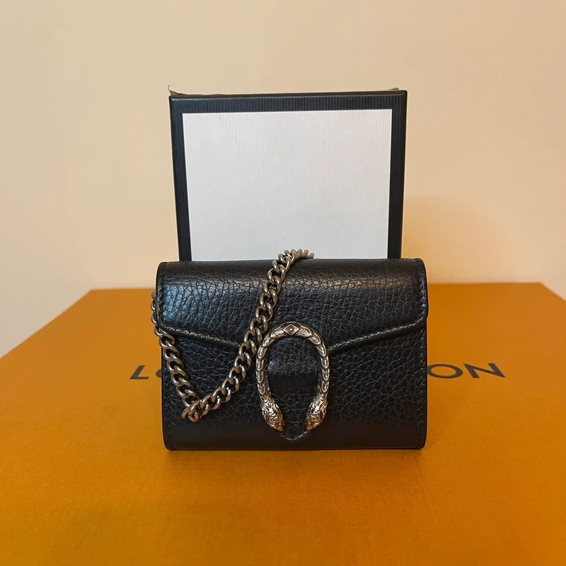 GUCCI micro Dionysus en cuir grainé noir SAC DE LUXE DE SECONDE MAIN AUTHENTIQUE CERTIFICAT D'AUTHENTICITE ENTRUPY. SAC DE LUXE D'OCCASION PAS CHER