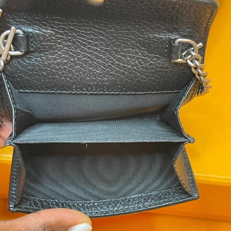GUCCI micro Dionysus en cuir grainé noir SAC DE LUXE DE SECONDE MAIN AUTHENTIQUE CERTIFICAT D'AUTHENTICITE ENTRUPY. SAC DE LUXE D'OCCASION PAS CHER