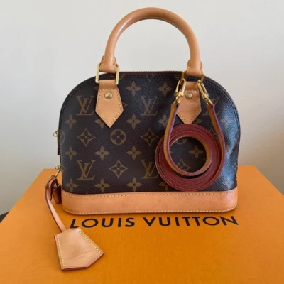 LOUIS VUITTON alma BB monogram SAC DE LUXE DE SECONDE MAIN AUTHENTIQUE CERTIFICAT D'AUTHENTICITE ENTRUPY. SAC DE LUXE D'OCCASION PAS CHER LOUIS VUITTON FULL SET
