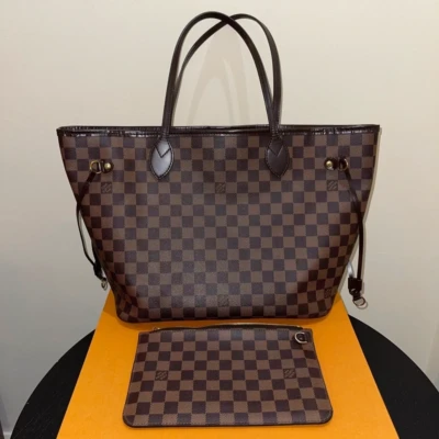 LOUIS VUITTON neverfull MM damier ébène LUXE DE SECONDE MAIN AUTHENTIQUE CERTIFICAT D'AUTHENTICITE ENTRUPY. SAC DE LUXE D'OCCASION PAS CHER LOUIS VUITTON FULL SET
