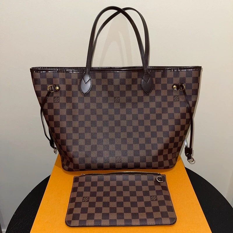 LOUIS VUITTON neverfull MM damier ébène LUXE DE SECONDE MAIN AUTHENTIQUE CERTIFICAT D'AUTHENTICITE ENTRUPY. SAC DE LUXE D'OCCASION PAS CHER LOUIS VUITTON FULL SET