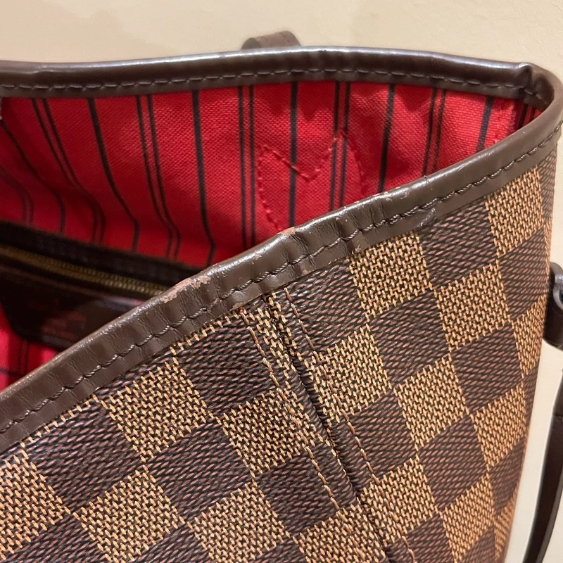 LOUIS VUITTON neverfull MM damier ébène LUXE DE SECONDE MAIN AUTHENTIQUE CERTIFICAT D'AUTHENTICITE ENTRUPY. SAC DE LUXE D'OCCASION PAS CHER LOUIS VUITTON FULL SET