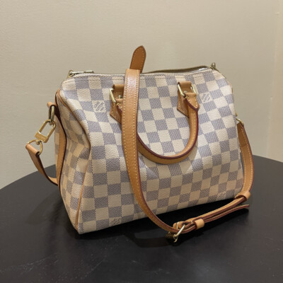 Louis Vuitton speedy 25 bandoulière damier azur LUXE DE SECONDE MAIN AUTHENTIQUE CERTIFICAT D'AUTHENTICITE ENTRUPY. SAC DE LUXE D'OCCASION PAS CHER LOUIS VUITTON FULL SET