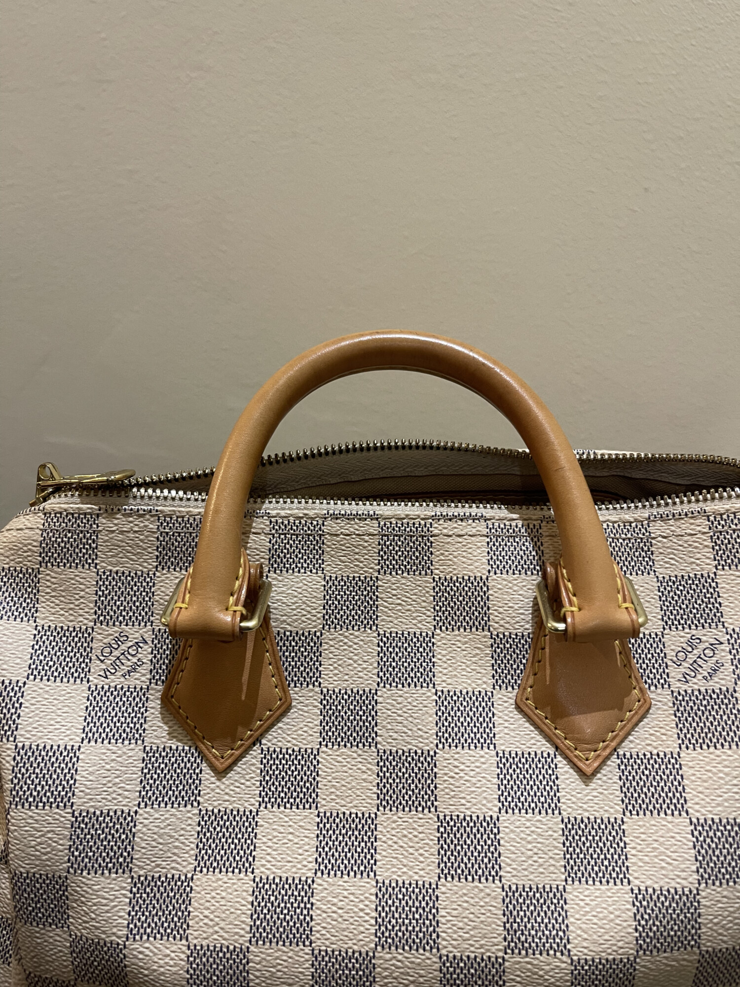 Louis Vuitton speedy 25 bandoulière damier azur LUXE DE SECONDE MAIN AUTHENTIQUE CERTIFICAT D'AUTHENTICITE ENTRUPY. SAC DE LUXE D'OCCASION PAS CHER LOUIS VUITTON FULL SET