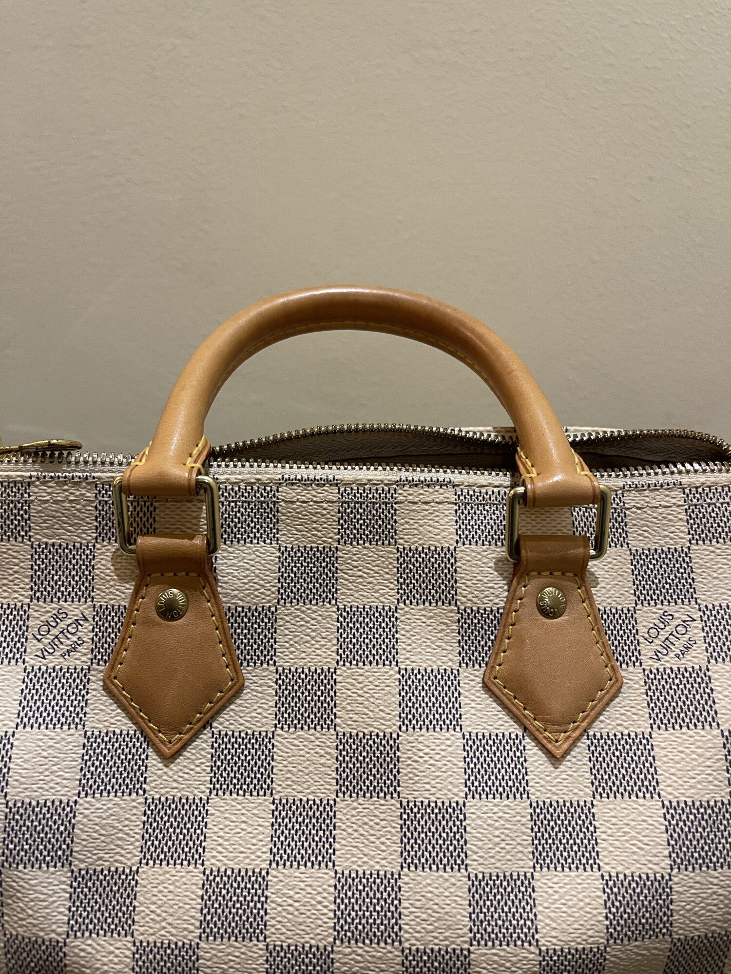 Louis Vuitton speedy 25 bandoulière damier azur LUXE DE SECONDE MAIN AUTHENTIQUE CERTIFICAT D'AUTHENTICITE ENTRUPY. SAC DE LUXE D'OCCASION PAS CHER LOUIS VUITTON FULL SET