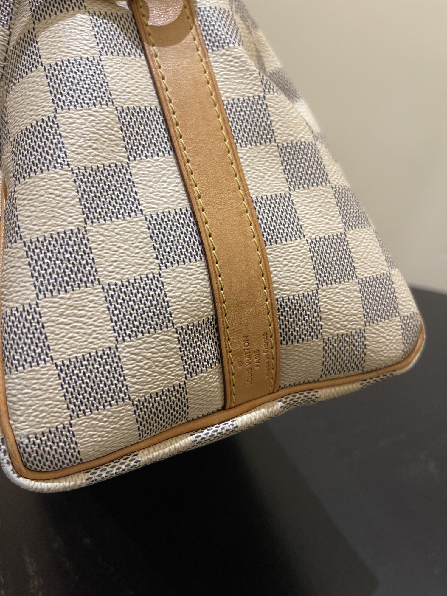 Louis Vuitton speedy 25 bandoulière damier azur LUXE DE SECONDE MAIN AUTHENTIQUE CERTIFICAT D'AUTHENTICITE ENTRUPY. SAC DE LUXE D'OCCASION PAS CHER LOUIS VUITTON FULL SET