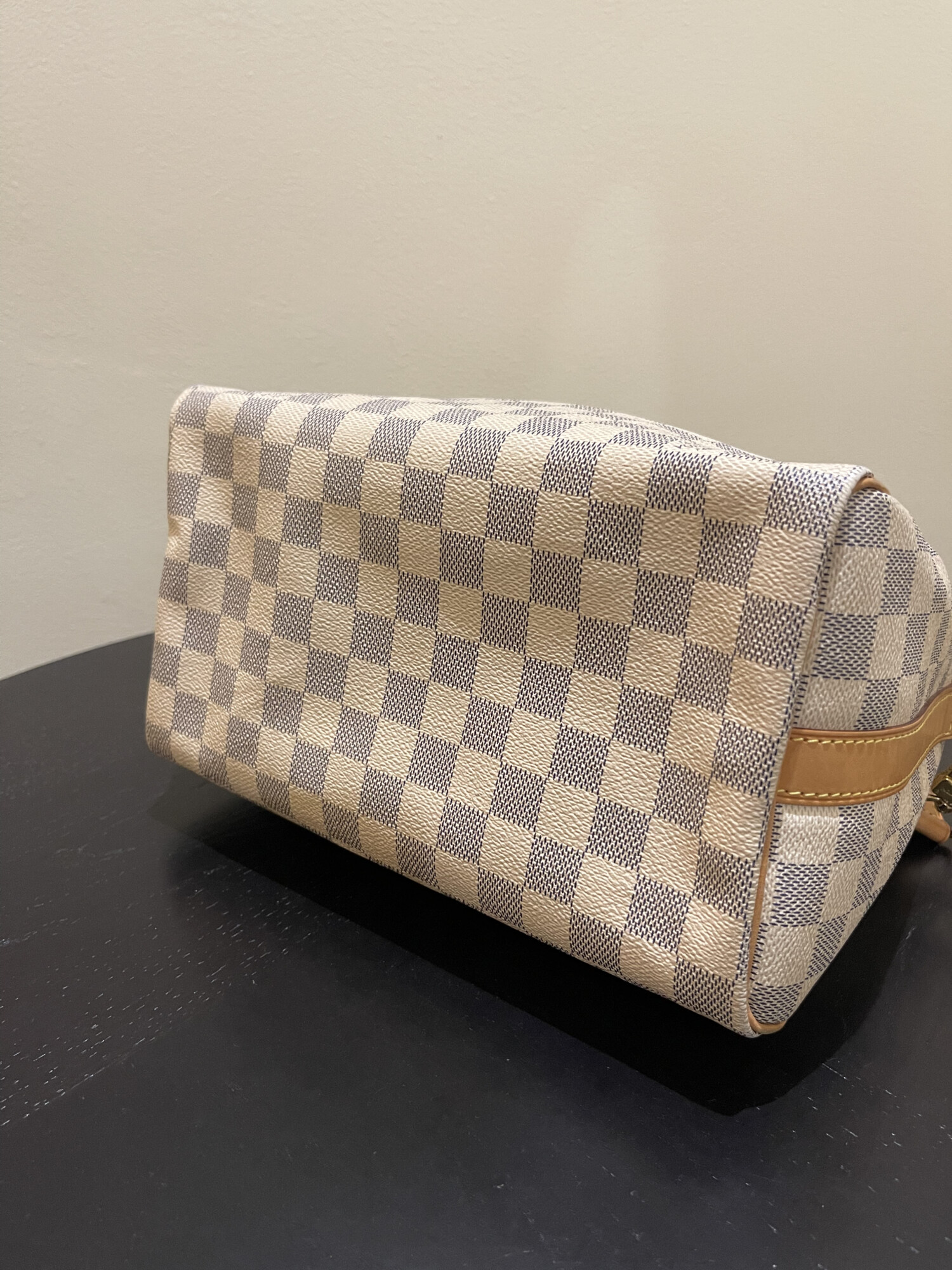 Louis Vuitton speedy 25 bandoulière damier azur LUXE DE SECONDE MAIN AUTHENTIQUE CERTIFICAT D'AUTHENTICITE ENTRUPY. SAC DE LUXE D'OCCASION PAS CHER LOUIS VUITTON FULL SET