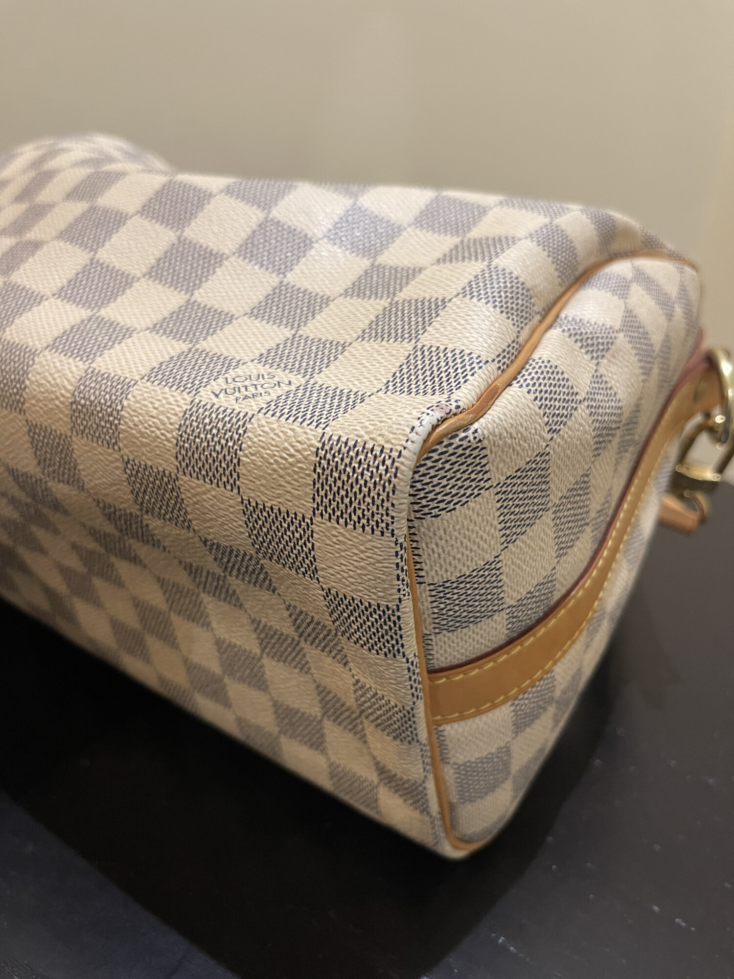 Louis Vuitton speedy 25 bandoulière damier azur LUXE DE SECONDE MAIN AUTHENTIQUE CERTIFICAT D'AUTHENTICITE ENTRUPY. SAC DE LUXE D'OCCASION PAS CHER LOUIS VUITTON FULL SET