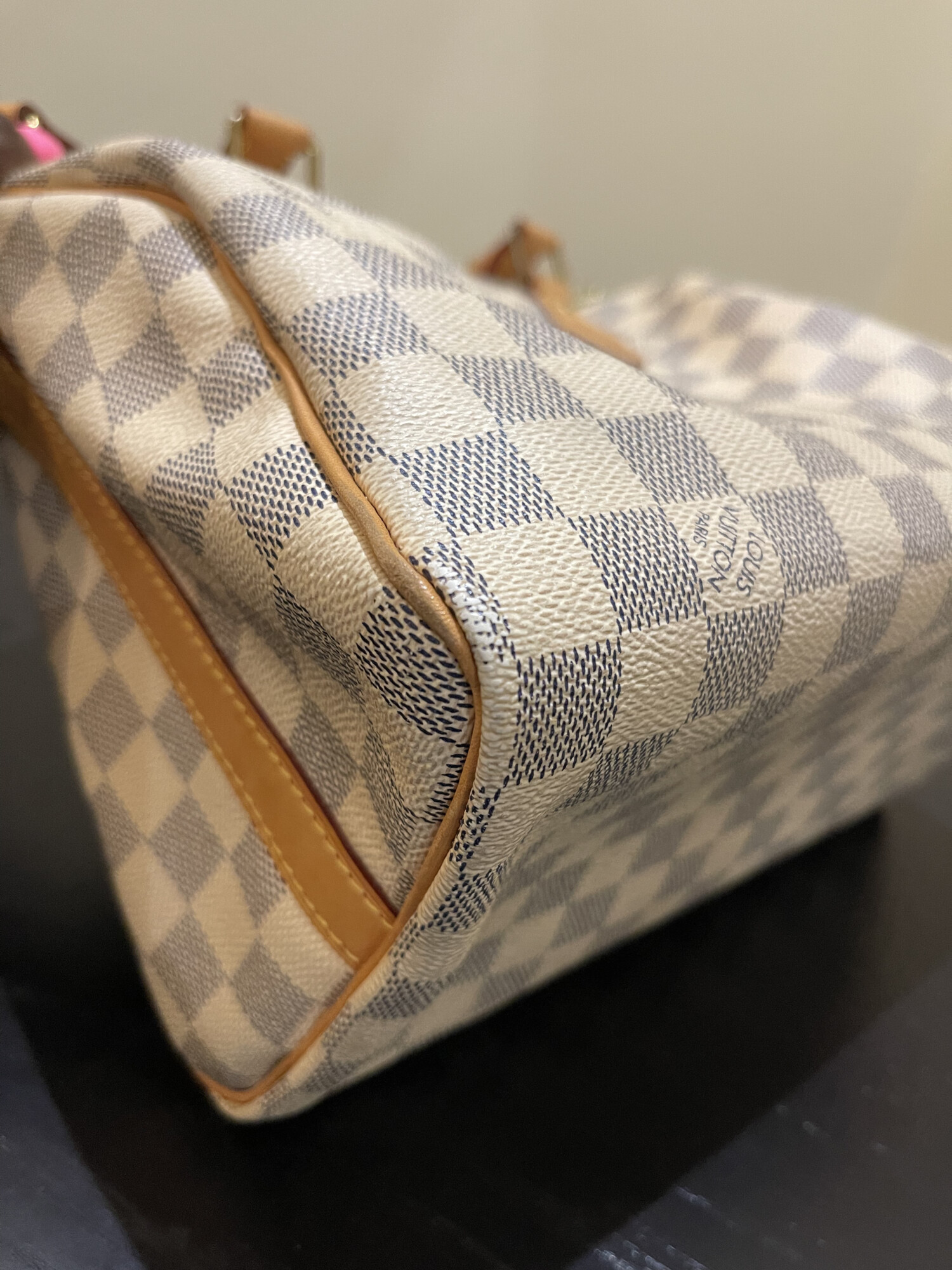 Louis Vuitton speedy 25 bandoulière damier azur LUXE DE SECONDE MAIN AUTHENTIQUE CERTIFICAT D'AUTHENTICITE ENTRUPY. SAC DE LUXE D'OCCASION PAS CHER LOUIS VUITTON FULL SET
