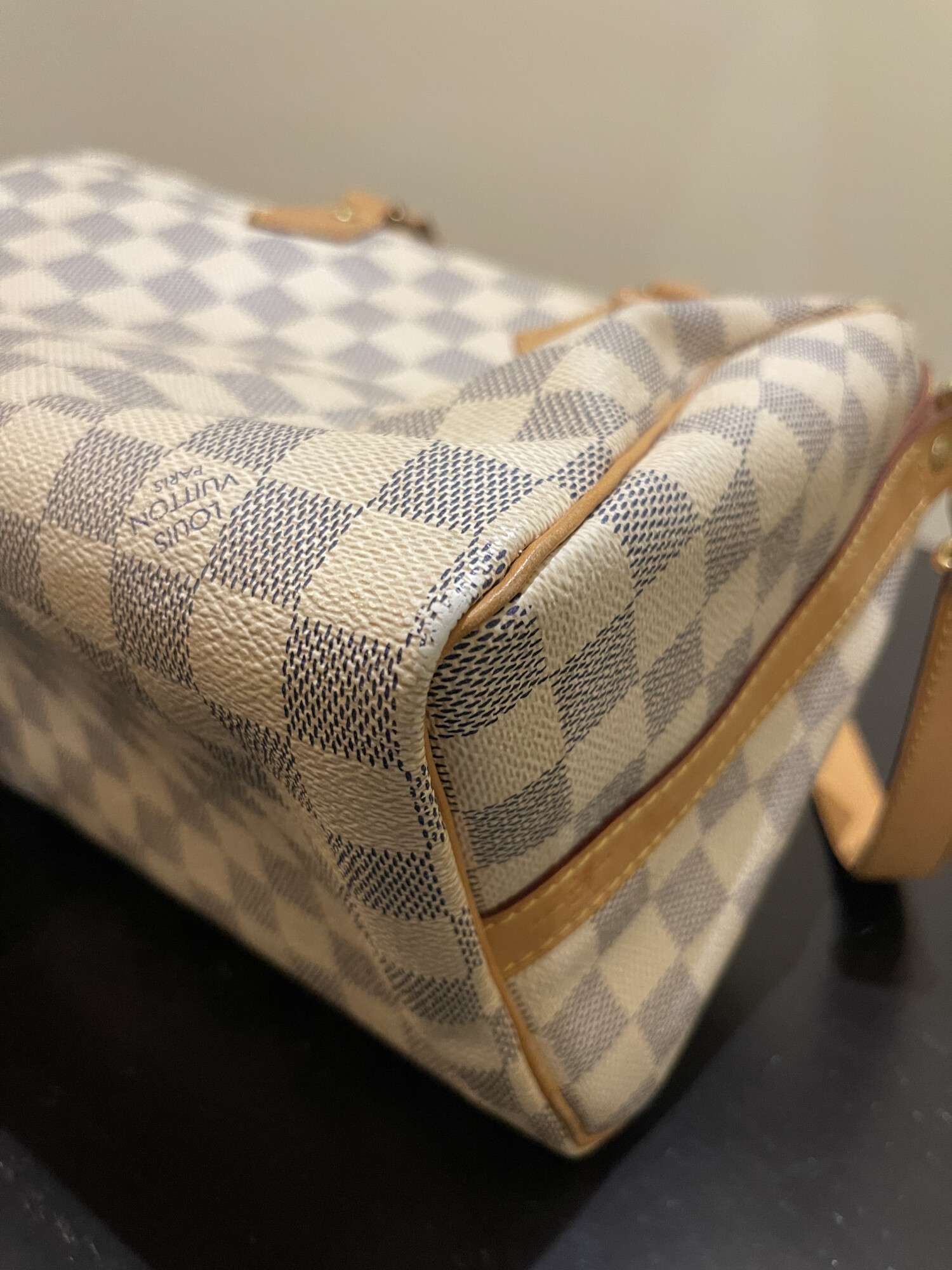 Louis Vuitton speedy 25 bandoulière damier azur LUXE DE SECONDE MAIN AUTHENTIQUE CERTIFICAT D'AUTHENTICITE ENTRUPY. SAC DE LUXE D'OCCASION PAS CHER LOUIS VUITTON FULL SET