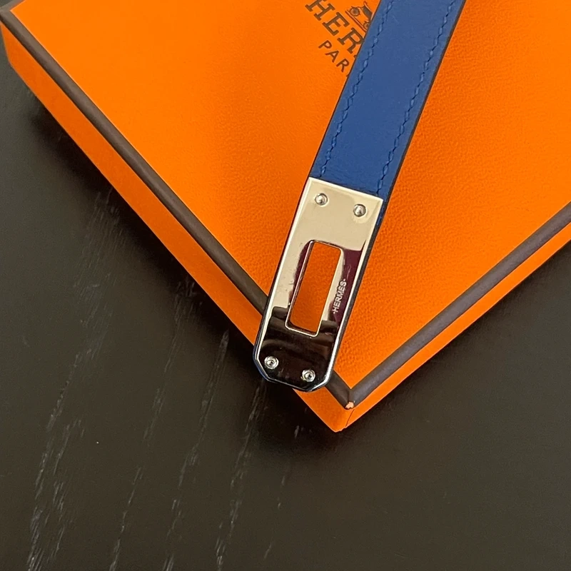 HERMES bracelet Kelly double tour bleu tie palladié T3 LUXE DE SECONDE MAIN AUTHENTIQUE. LUXE D'OCCASION PAS CHER. HERMES FULL SET.