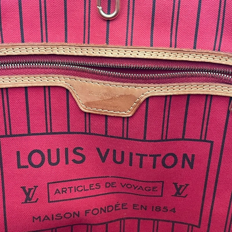 LOUIS VUITTON neverfull MM pivoine LUXE DE SECONDE MAIN AUTHENTIQUE CERTIFICAT D'AUTHENTICITE ENTRUPY. SAC DE LUXE D'OCCASION PAS CHER LOUIS VUITTON FULL SET