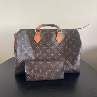 Louis Vuitton speedy 35 + Emilie monogram LUXE DE SECONDE MAIN AUTHENTIQUE CERTIFICAT D'AUTHENTICITE ENTRUPY. SAC DE LUXE D'OCCASION PAS CHER LOUIS VUITTON FULL SET