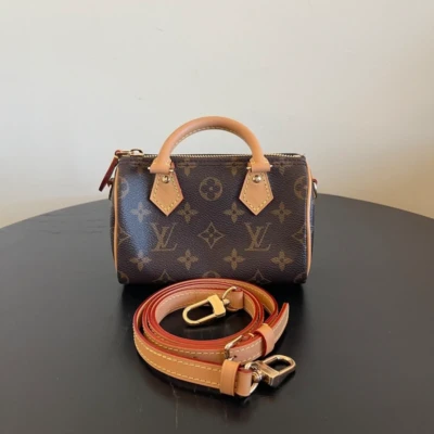 LOUIS VUITTON speedy nano toile monogram LUXE DE SECONDE MAIN AUTHENTIQUE CERTIFICAT D'AUTHENTICITE ENTRUPY. LUXE D'OCCASION PAS CHER. SOULIERS DE LUXE