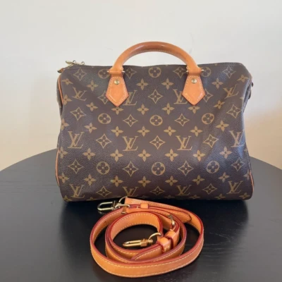 Louis Vuitton speedy 30 bandoulière monogram LUXE DE SECONDE MAIN AUTHENTIQUE CERTIFICAT D'AUTHENTICITE ENTRUPY. SAC DE LUXE D'OCCASION PAS CHER LOUIS VUITTON FULL SET.