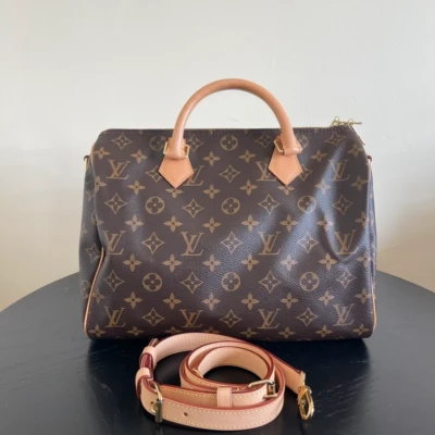 Louis Vuitton speedy 30 bandoulière monogram LUXE DE SECONDE MAIN AUTHENTIQUE CERTIFICAT D'AUTHENTICITE ENTRUPY. SAC DE LUXE D'OCCASION PAS CHER LOUIS VUITTON FULL SET.
