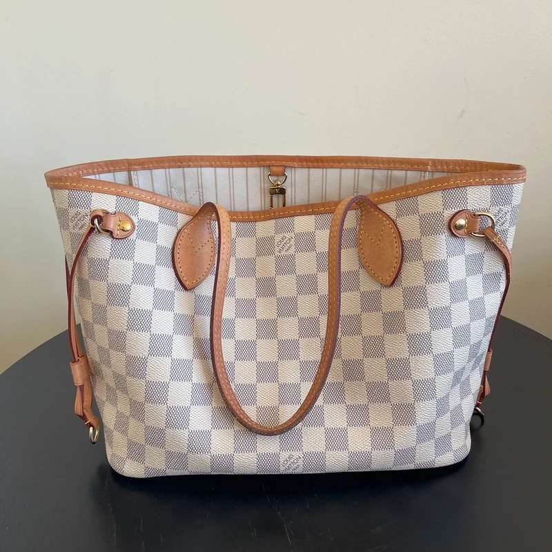 LOUIS VUITTON Neverfull PM Damier Azur LUXE DE SECONDE MAIN AUTHENTIQUE. SAC DE LUXE LV