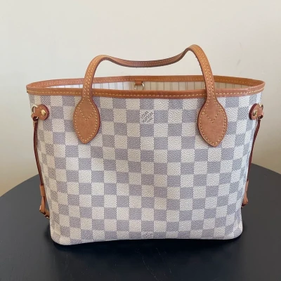 LOUIS VUITTON Neverfull PM Damier Azur LUXE DE SECONDE MAIN AUTHENTIQUE. SAC DE LUXE LV