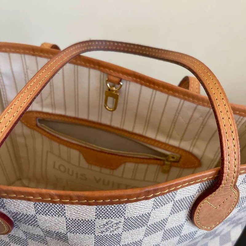 LOUIS VUITTON Neverfull PM Damier Azur LUXE DE SECONDE MAIN AUTHENTIQUE. SAC DE LUXE LV