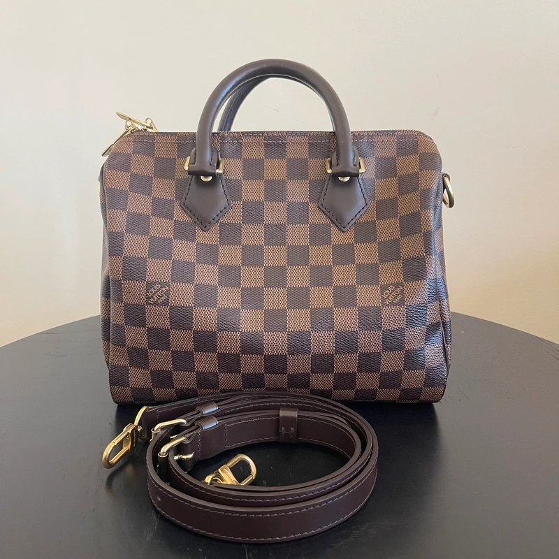 Louis Vuitton speedy 25 bandoulière damier ébène LUXE DE SECONDE MAIN AUTHENTIQUE. SAC DE LUXE LV ENTRUPY CERTIFICATE