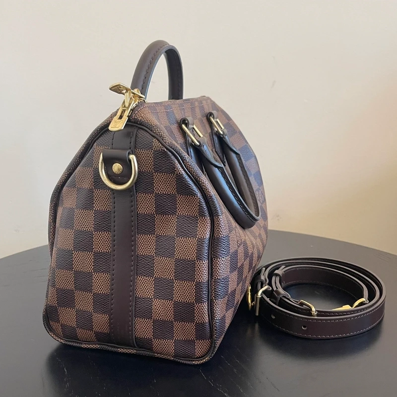 Louis Vuitton speedy 25 bandoulière damier ébène LUXE DE SECONDE MAIN AUTHENTIQUE. SAC DE LUXE LV ENTRUPY CERTIFICATE