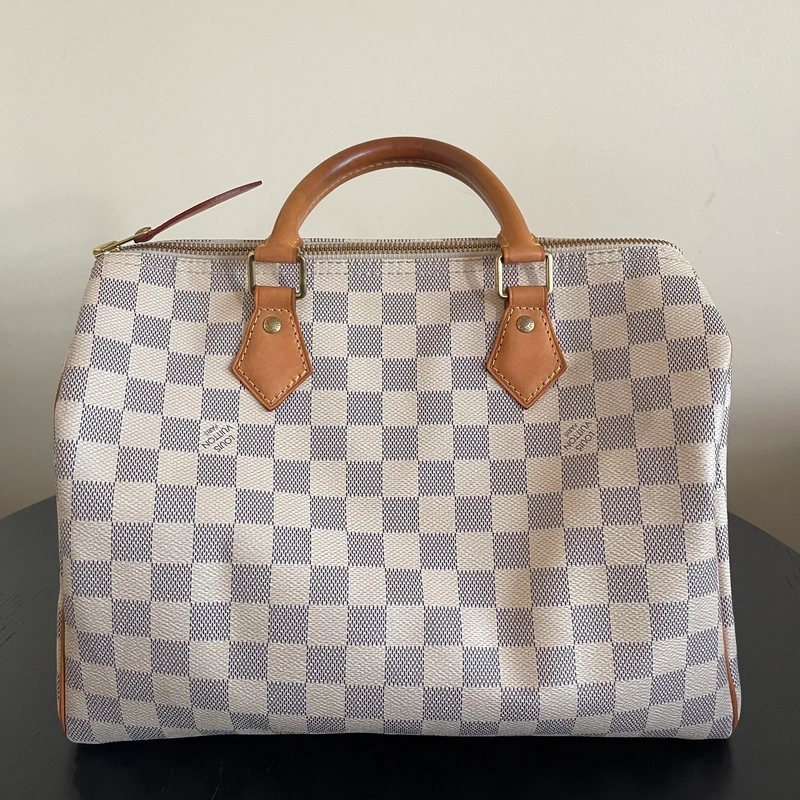 LOUIS VUITTON speedy 30 damier azur LUXE DE SECONDE MAIN AUTHENTIQUE. SAC DE LUXE LV ENTRUPY CERTIFICATE
