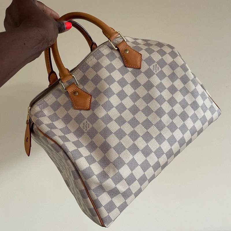 LOUIS VUITTON speedy 30 damier azur LUXE DE SECONDE MAIN AUTHENTIQUE. SAC DE LUXE LV ENTRUPY CERTIFICATE