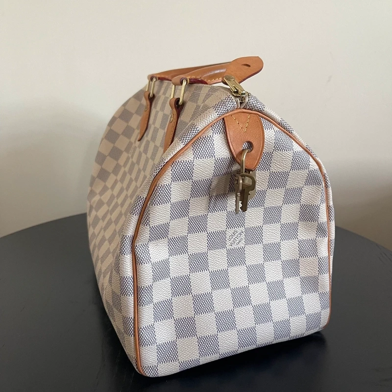 LOUIS VUITTON speedy 30 damier azur LUXE DE SECONDE MAIN AUTHENTIQUE. SAC DE LUXE LV ENTRUPY CERTIFICATE