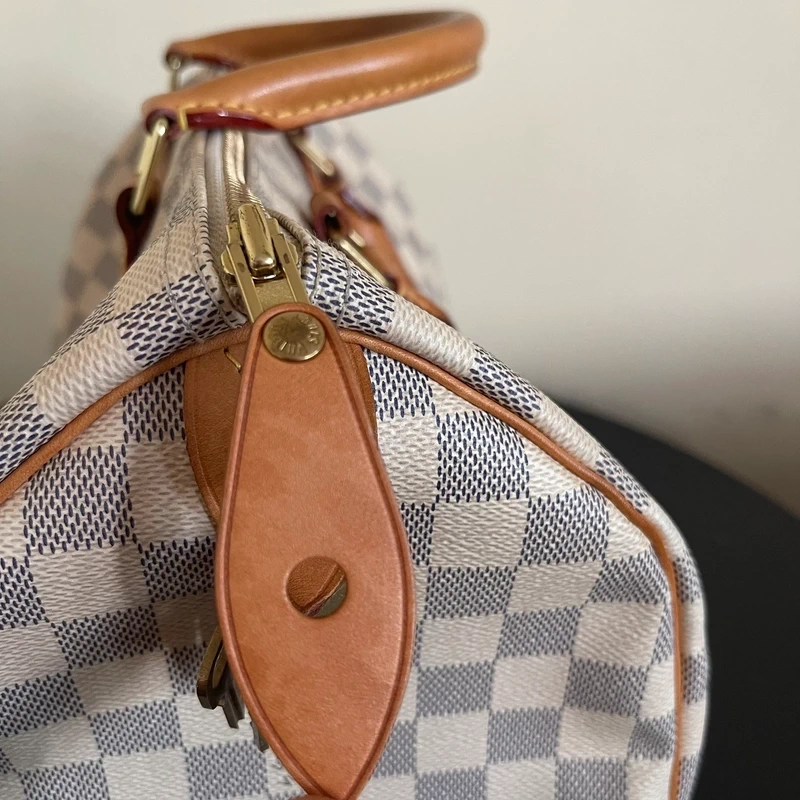 LOUIS VUITTON speedy 30 damier azur LUXE DE SECONDE MAIN AUTHENTIQUE. SAC DE LUXE LV ENTRUPY CERTIFICATE