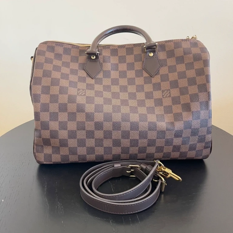 LOUIS VUITTON speedy 35 bandoulière damier ébène LUXE DE SECONDE MAIN AUTHENTIQUE. SAC DE LUXE LV