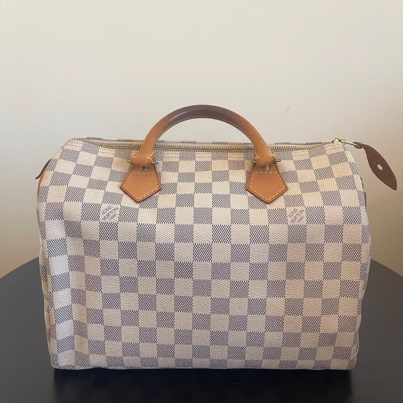 LOUIS VUITTON speedy 35 damier azur. SAC DE LUXE AUTHENTIQUE. SAC DE LUXE DE SECONDE MAIN. CERTIFICAT D'AUTHENTICITE ENTRUPY