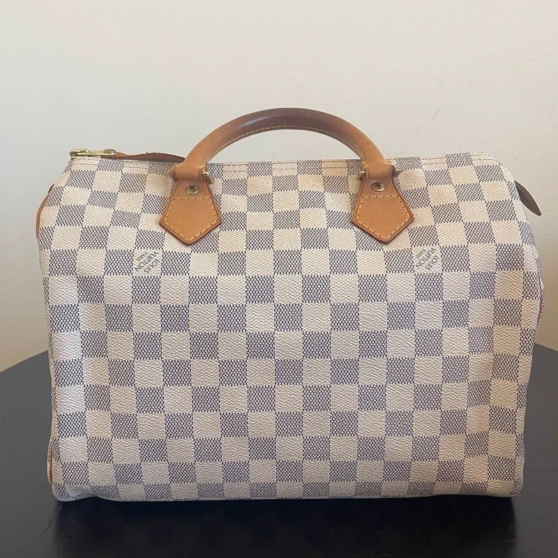 LOUIS VUITTON speedy 35 damier azur. SAC DE LUXE AUTHENTIQUE. SAC DE LUXE DE SECONDE MAIN. CERTIFICAT D'AUTHENTICITE ENTRUPY
