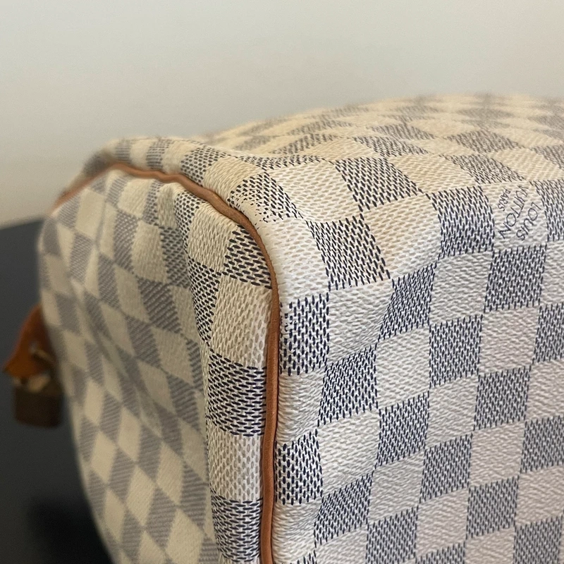 LOUIS VUITTON speedy 35 damier azur. SAC DE LUXE AUTHENTIQUE. SAC DE LUXE DE SECONDE MAIN. CERTIFICAT D'AUTHENTICITE ENTRUPY