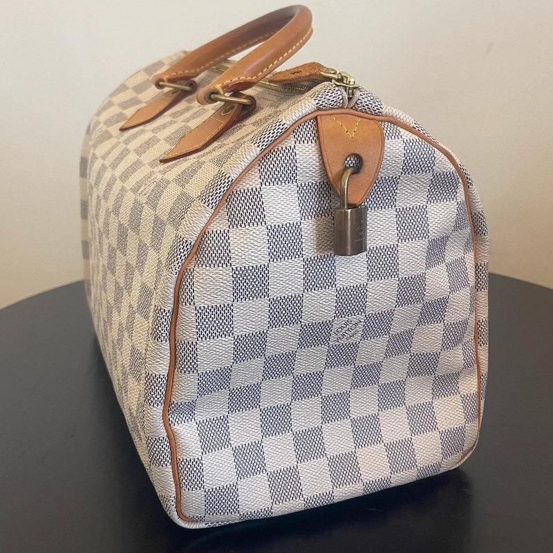 LOUIS VUITTON speedy 35 damier azur. SAC DE LUXE AUTHENTIQUE. SAC DE LUXE DE SECONDE MAIN. CERTIFICAT D'AUTHENTICITE ENTRUPY