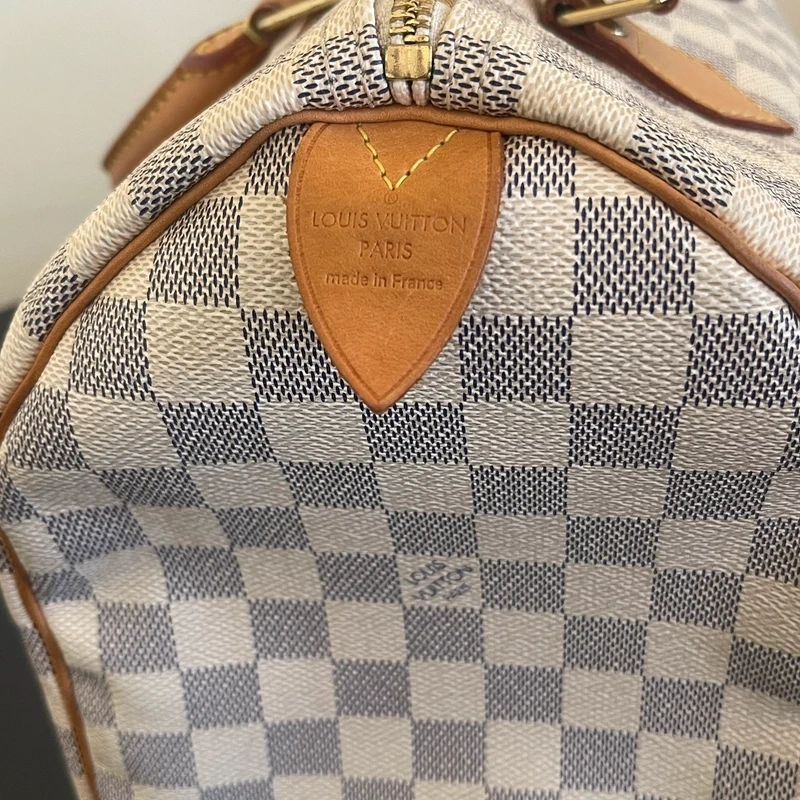 LOUIS VUITTON speedy 35 damier azur. SAC DE LUXE AUTHENTIQUE. SAC DE LUXE DE SECONDE MAIN. CERTIFICAT D'AUTHENTICITE ENTRUPY