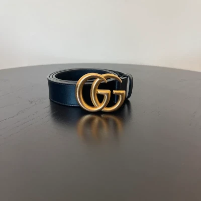 GUCCI ceinture GG en cuir noir 80 cm SAC DE LUXE LV. LUXE DE SECONDE MAIN AUTHENTIQUE. ENTRUPY CERTIFICATE