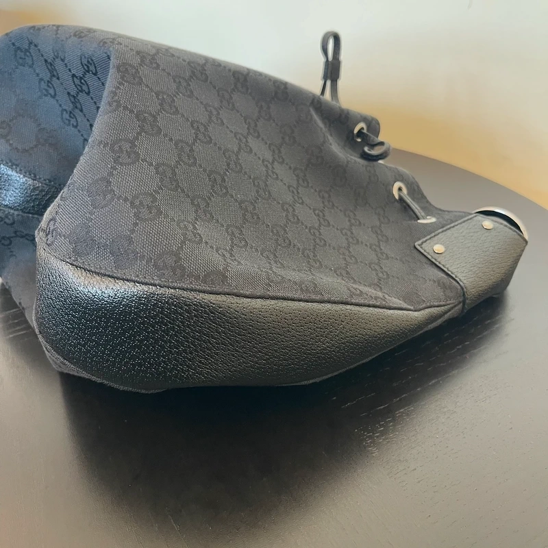 GUCCI sac hobo GG en toile guccissima et cuir noir SAC DE LUXE LV. LUXE DE SECONDE MAIN AUTHENTIQUE. ENTRUPY CERTIFICATE